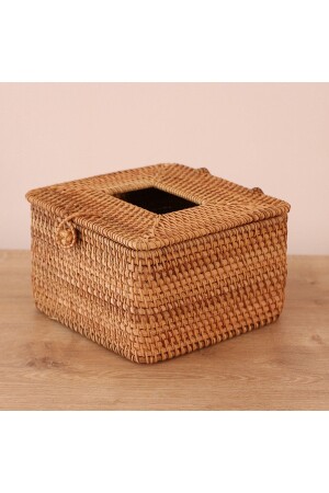 MNZ-Manual-made Rattan Napkin Holder / Box of Storage (18x18x13) حاملة النابكين01 - Raff Home