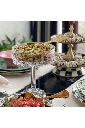 Handgefertigter transparenter Glas-Präsentationsschalen-Präsentationshalter mit rundem Fuß, 19 x 25 cm - Jenisa