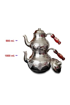 El Yapımı Üzüm Işlemeli Gaziantep Bakır Çaydanlık Takımı 6274085 - 3
