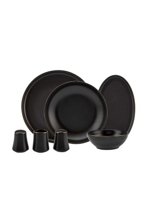 Elara Matte Black 57 Parça 12 Kişilik Porselen Yemek Takımı 153.03.08.2561-1 - Karaca