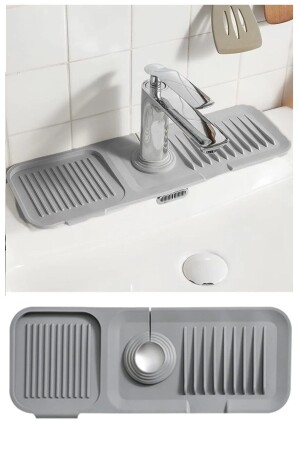 Elastik Musluk Matı Su Tutucu Düzenleyici Kaydırmaz Taban Organizer Mutfak Banyo Lavabo - 2