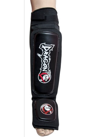 Elastischer Schienbeinschutz für MMA, Muay Thai, Kickboxen, verstärkt, Schwarz - 1