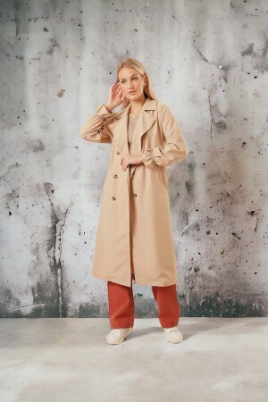 Elastischer Trenchcoat mit Schalkragen und Ärmeln 22mhakkh24960001 - 3