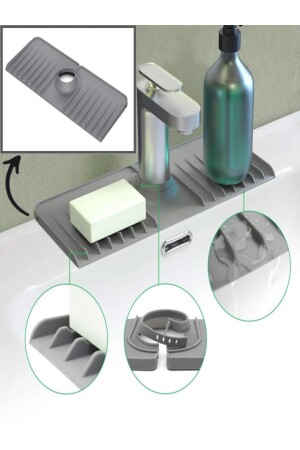 Elastischer Wasserhahn-Matten-Wasserhalter-Organizer, rutschfester Basis-Organizer für Küche, Badezimmer, Waschbecken - 3