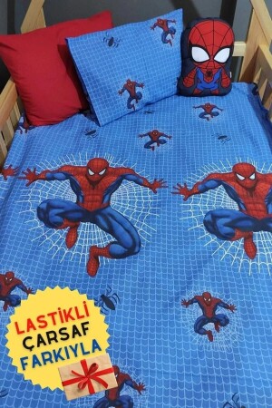 Elastisches Bettlaken für Einzelbett und Spiderman-Kinderbettbezug-Set 100 x 200 (MIT 2 KISSEN) - 2