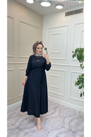 Elastisches Damenkleid mit Fledermausärmeln und Taille bataer4-u - 5