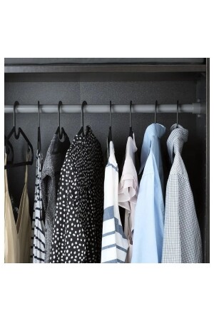 Elbise Askısı Fular Askısı Gömlek Tişört Askısı Kırılmaz 10 Adetli Set Siyah - 4