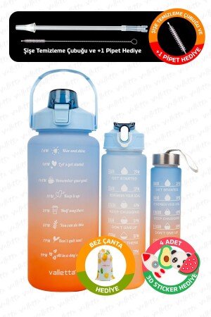 Eldorado 3er-Set, Bpa-freie, motivierende Wasserflasche, blaue Wasserflasche, Wasserflasche, Wasserflasche - 1