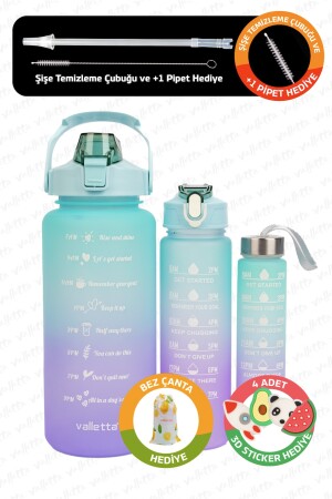 Eldorado 3er-Set Bpa-freie motivierende Wasserflasche, grüne Wasserflasche, Wasserflasche, Wasserflasche SWB-001 - 1