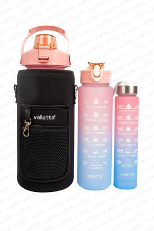 Eldorado 3er-Set motivierende Wasserflaschen ohne Beutel, rosa Wasserflasche – Wasserflasche - 1