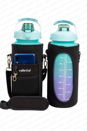Eldorado 3lü Set ÇANTALI BPA İçermez Motivasyonel Su Matarası Yeşil Su Matarası-Su Şişesi - 2