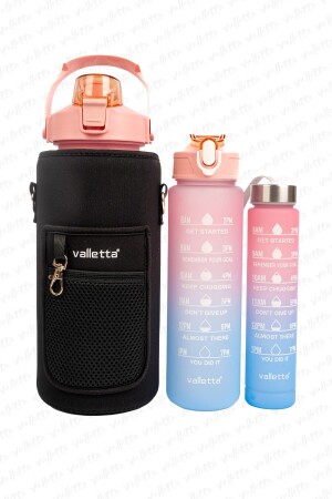 Eldorado Set mit 3 BPA-freien Motivationswasserflaschen, rosa Wasserflasche, Wasserflasche SWB-001-Ç - 1