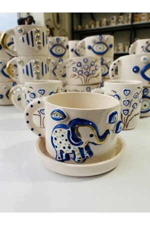 Elefant handgefertigte Keramiktasse Geschenk 001 - 2