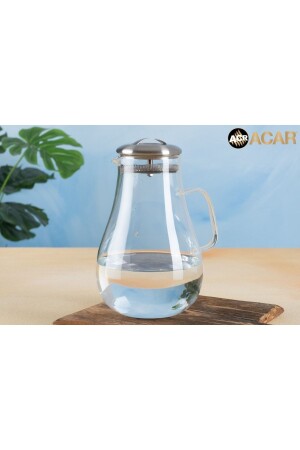 Elegance Cam Gövdeli Metal Kapaklı Süzgeçli 200ml Sürahi ZH-ZH-739 - ACAR