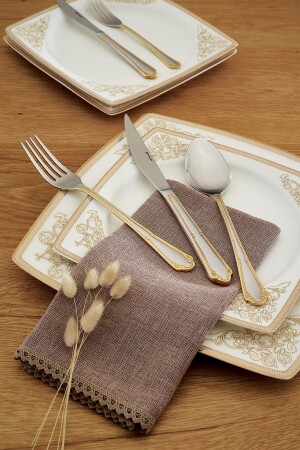 Elegance Göksu Gold 84-teiliges Luxus-Gabel-Löffel-Messer-Set für 12 Personen C172 - 3