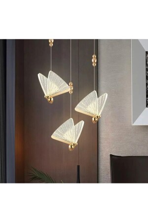 Elegance Modern Butterfly Design Dreifach-Pendelleuchte LED-Kronleuchter Roségold Gelb Großartige Optik burenze809 - 4