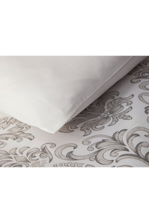 Elegant Crown Baumwollsatin-Bettbezug-Set für King-Size-Betten, 240 x 220 cm, Silber TYCGLR8A6N168736339070285 - 6