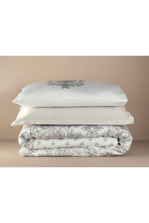 Elegant Crown Baumwollsatin-Bettbezug-Set für King-Size-Betten, 240 x 220 cm, Silber TYCGLR8A6N168736339070285 - 10