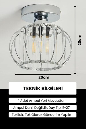 Elegante Model Krom Renk Kaplama Metal Kristal Taşlı Yatak Odası Salon Oturma Odası Plafonyer Avize - 3