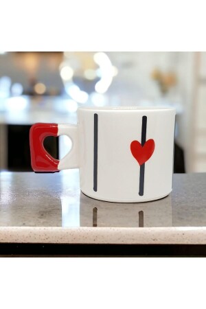 Elegante rote Herz-gemusterte handgemachte natürliche Keramik-Herz-Tasse/Tasse – Tee- und Kaffeetasse - 4