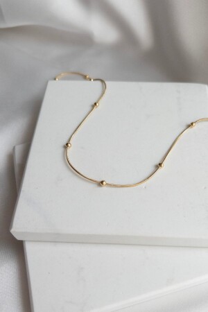 Elegante, stilvolle Damenhalskette aus Stahl mit Perlen - Karflake