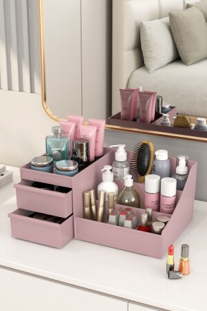 Eleganter Make-up- und Kosmetik-Organizer, Pinselhalter, Dusty Rose, elegantes Weinrot - 2