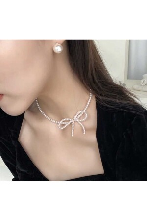 Eleganter Perlenschleifen-Choker für Damen - 4