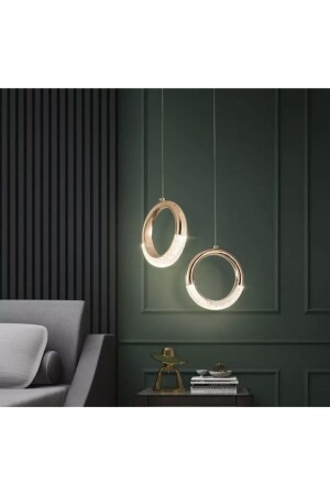 Eleganz, Luxus-Design, moderne Einzel-Pendelleuchte, LED-Kronleuchter, Goldgelb, 2-teiliges Set, Preis burenze817 - 2