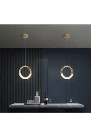 Eleganz, Luxus-Design, moderne Einzel-Pendelleuchte, LED-Kronleuchter, Goldgelb, 2-teiliges Set, Preis burenze817 - 9