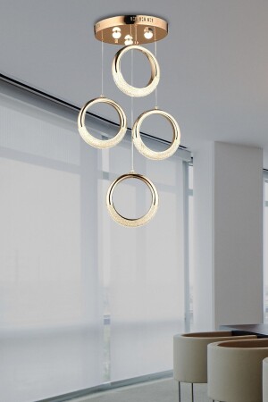 Eleganz Luxus Design Moderne Vierfach-Pendelleuchte LED-Kronleuchter Goldgelb burenze821 - 1