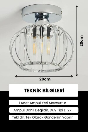 Elegrante Model Krom Renk Kaplama Metal Kristal Taşlı Yatak Odası Salon Oturma Odası Plafonyer Avize - 3