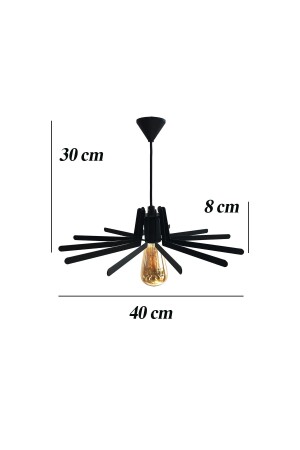 Elica - Schwarze Einzel-Pendelleuchte, Retro-Moderner Kronleuchter, Wohnzimmer, Küche, Eingang, Flur-Kronleuchter, mit LED, Led - 8