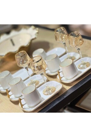 Elica Serisi Sunum Tabaklı Kahve Fincan Takımı - Carmen Soft Paris