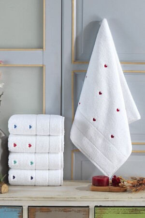 Elif Mavi Kalp Nakışlı 50*90 1 Adet Havlu - Mariva Home