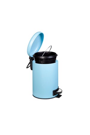 Elit Ikili Banyo Seti Mavi Paslanmaz 3lt Çöp Kovası Wc Tuvalet Fırçası E120400-M - 4