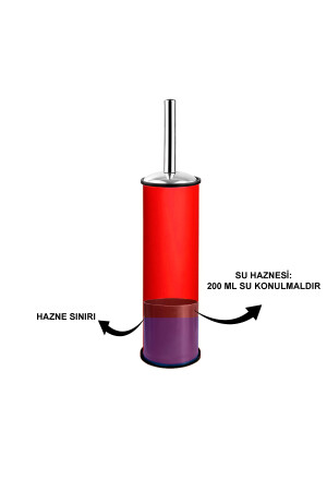 Elit Ikili Banyo Seti Paslanmaz- Kırmızı ( 3lt Çöp Kovası Tuvalet Fırçası ) VE120400-K - 6