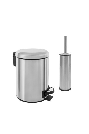 Elite Doppel-Badezimmer-Set – rostfreier 3-Liter-Mülleimer, WC-Toilettenbürste mit Anti-Finger-Schutz E120400-A - 1