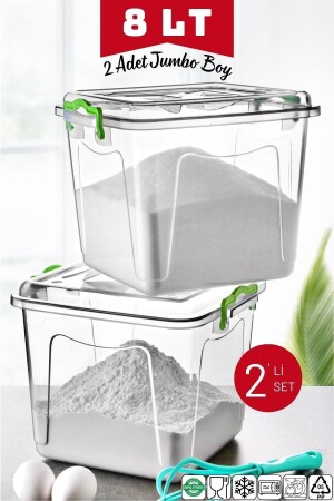 Elite Line 8 Lt Jumbo-Größe, quadratischer Behälter für Mehl, Zucker, Hülsenfrüchte, 2 Stück, transparent, NDY-2652 - 2