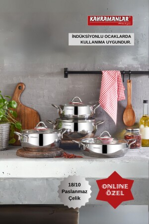 Elit Prime Indüksiyon Tabanlı 8 Parça Çelik Tencere Seti 8000 - Kahramanlar