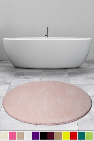 Elite Pudra 100x100 Cm Yuvarlak Peluş Banyo Paspası Kaymaz Taban Pufidik Banyo Halısı BnyKlzEliteYuvBanyo100x100 - 1