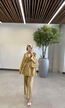 Eliz Keten Takım - Yağ Yeşili - Duendeca