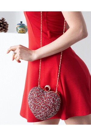 Ella Heart Stone Red Damen-Abendkleid-Handtasche, 19 x 20, Größe 1101IMP - 4