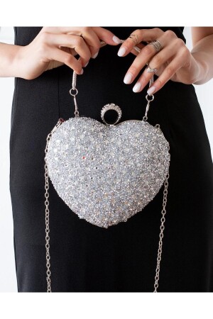 Ella Heart Stone Silber Damen Abendkleid Handtasche 19x20 Größe 1101IMP - 2