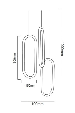 Ellipse 3-teiliger Hängelampen-Kronleuchter / je 50 x 15 cm / anthrazitfarbenes Gehäuse / 3 Farben leuchtende Ellipsen-Hängelampe - 8