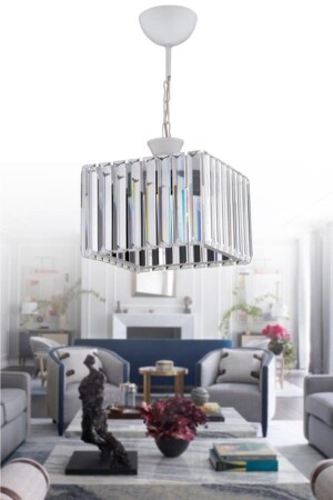 MNZ-Diamond Single Square Case White Stone Candlelier 160504001056 - İstanbul Avize