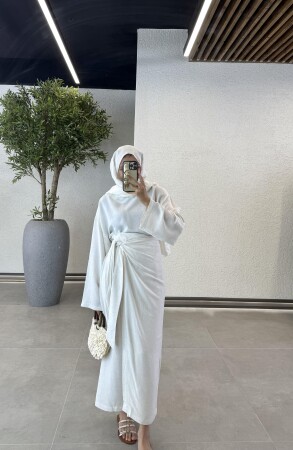 Elsa Keten Etekli Takım - Ekru - Duendeca