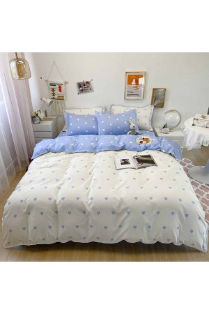 Else Double Sided Blue Hearts Cotton Satin Double Duvet Cover Set elsekalpheromv - 3