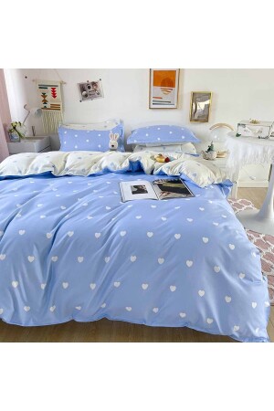 Else Double Sided Blue Hearts Cotton Satin Double Duvet Cover Set elsekalpheromv - 5