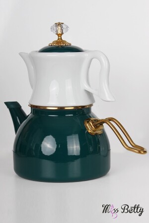Emaille-Teekanne mit Porzellan-Teekanne dunkelgrün Dufy - 4