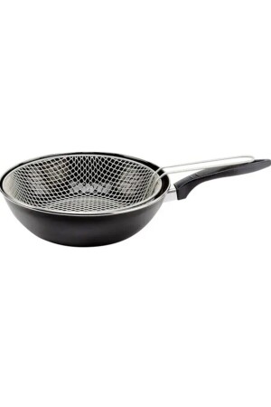 Emaillierte 26-cm-Chips-Fritteuse-Wok-Pfanne - 1